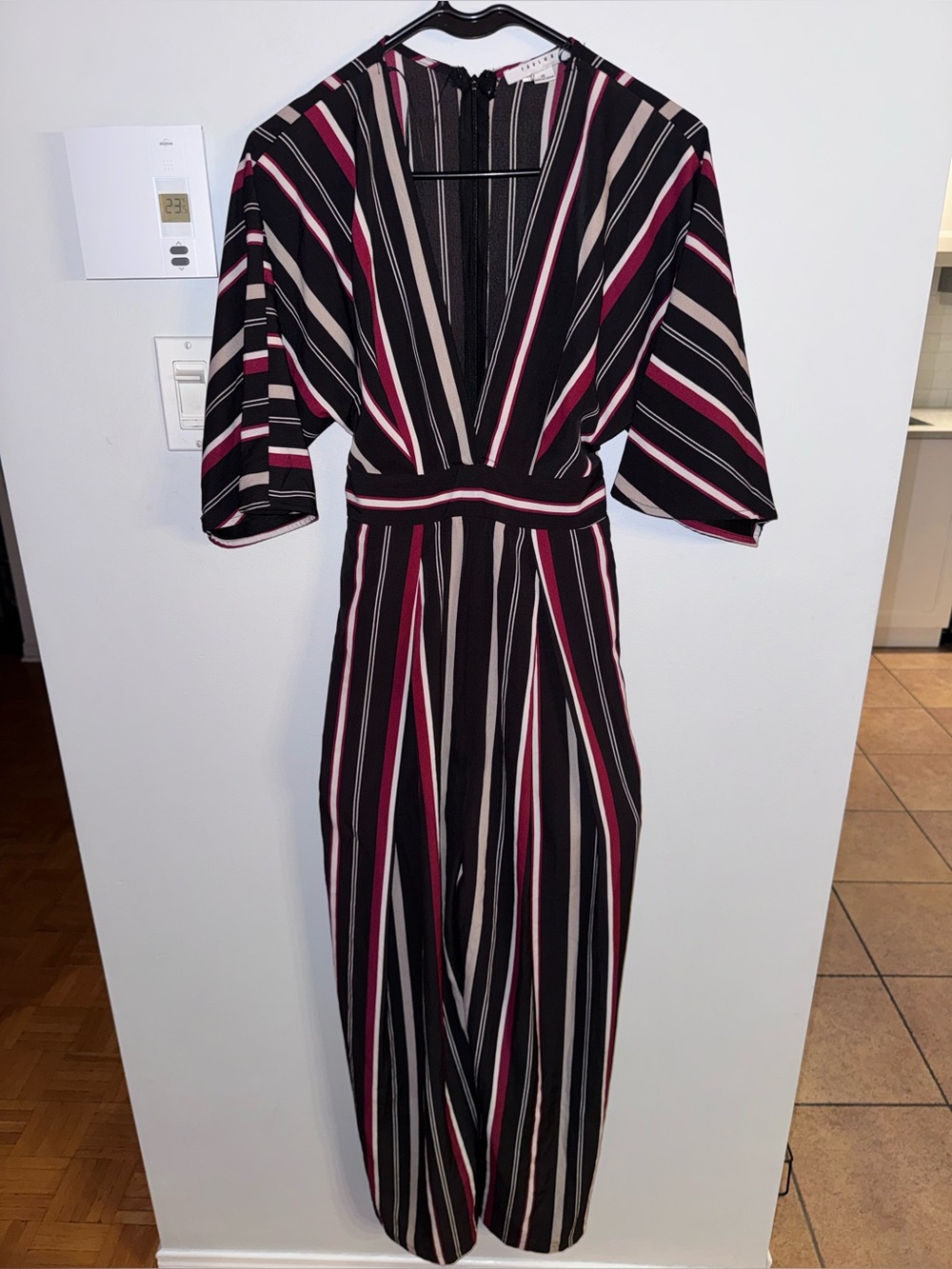 Favlux Striped V-Neck Jumpsuit with Wrap Tie